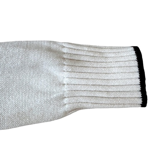 LOFT Cream Cotton Blend Crewneck Sweater with Embroidered Black Cat Silhouette - Picture 4 of 7